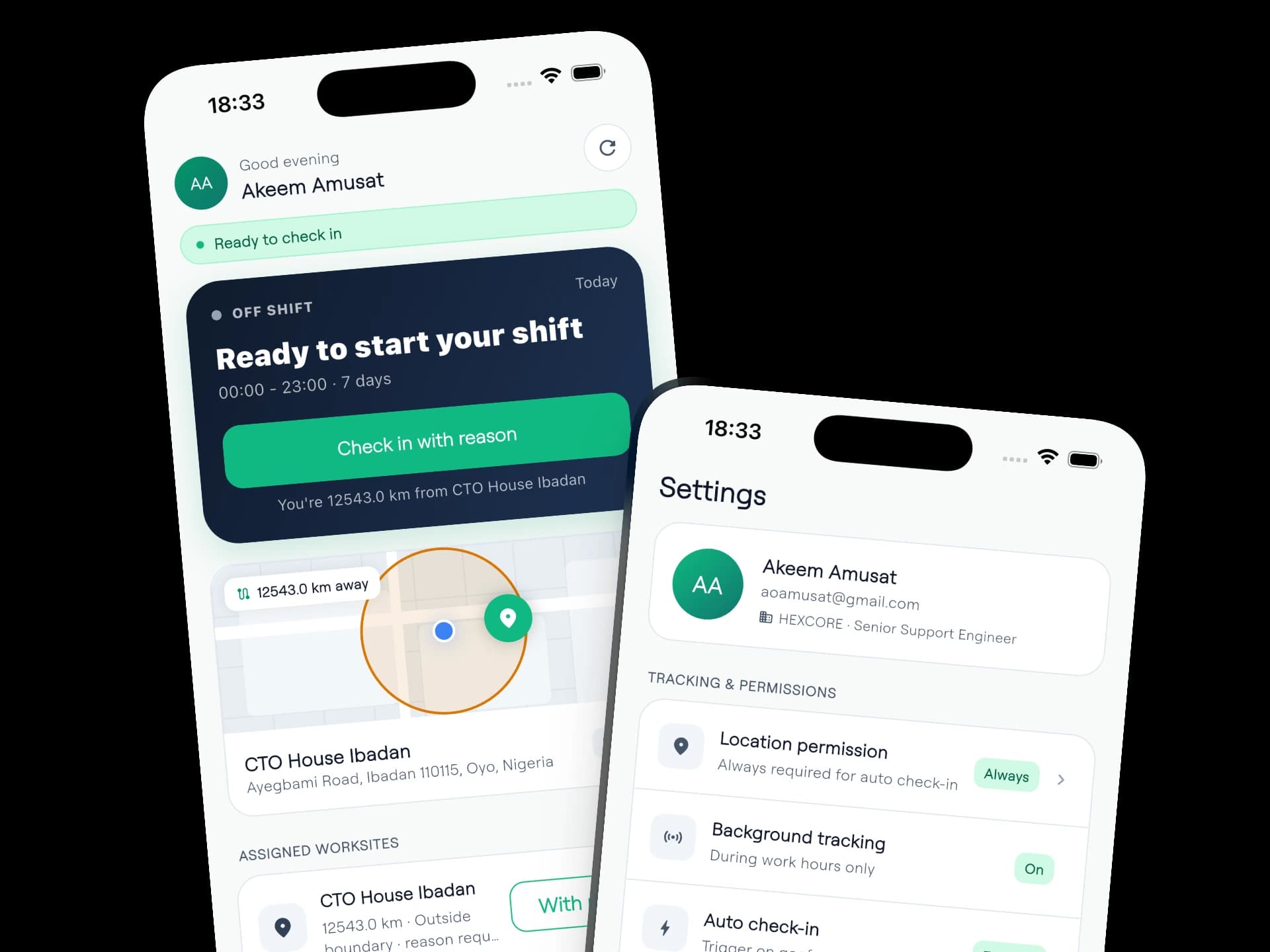 Onsight mobile app home and settings screens